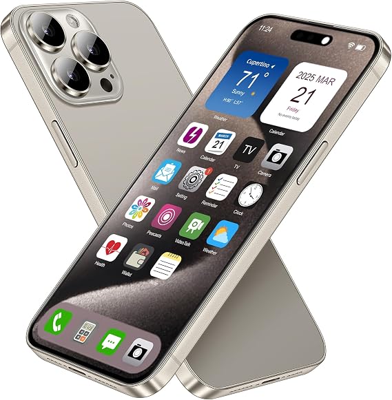 Dummy Fake Phone Model, Looks Like The Real Phone Compatible with Phone 15 Pro max, for Cell Phone Store Display or Send a Toy Phone 15 Promax for Kids (Titanium Rainbow Front)