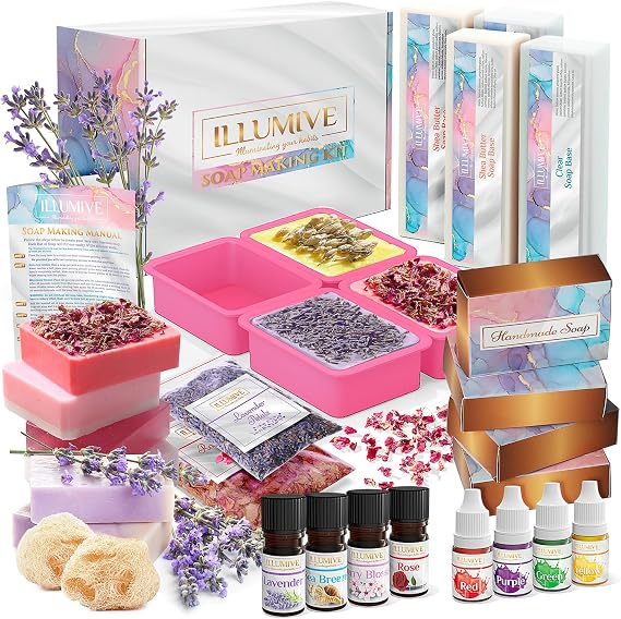 Soap Making Kit-Includes Soap Making Supplies | Soap Molds, Soap Base, Soap Box. Great DIY Kits for Adults. Inclusive Soap Making kit for Adults Beginners, and Kids.