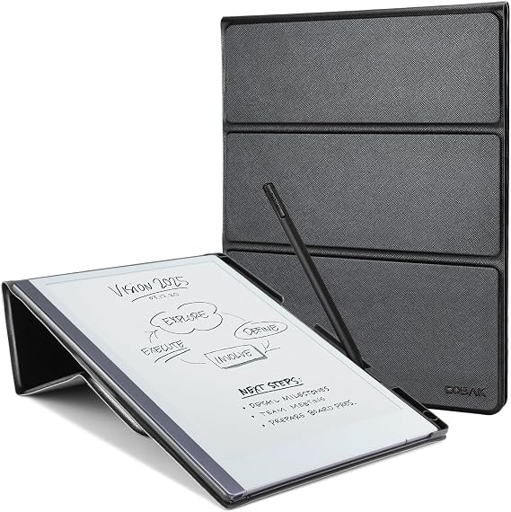 CoBak Case Compatible with Remarkable 2 Paper Tablet, Black | Built-in Pen Holder, Multi-Angle Foldable Stand, Custom Fit for 2020 Released reMarkable 2