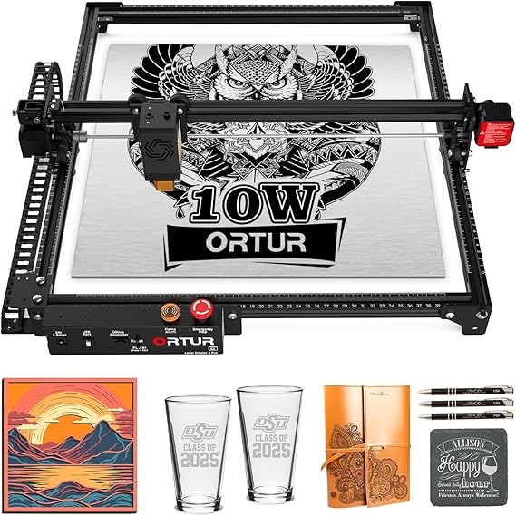 Ortur Laser Master 2 Pro S2 10000mW Laser Engraver, High Precision Laser Engraving Machine, 15,000mm/min Efficient Laser Engraver for Wood and Metal, Acrylic Glass Leather, Laser Class 4