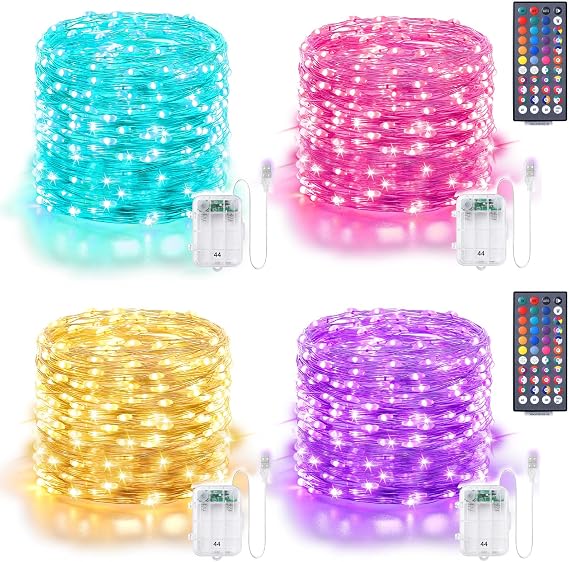 33FT 100LED Twinkle Fairy Christmas Lights with Remote, 4 Pack