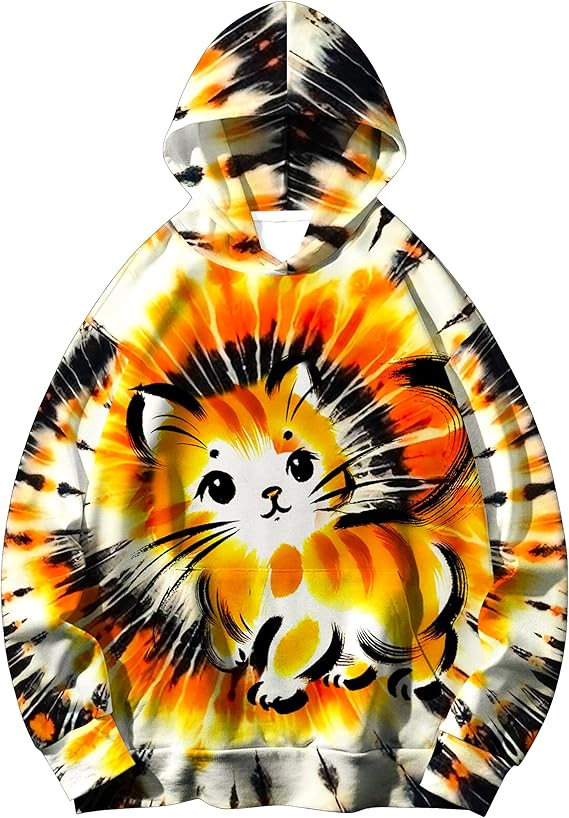Kids Tie Dye Pullover Hoodie with Kangaroo Pocket for Boys Girls Sweatshirt