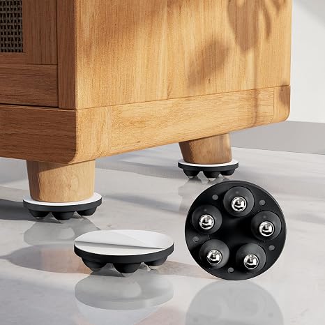 Self Adhesive Caster Wheel 2 inch, 360 Swivel Universal Wheels, Mini Adhesive Caster Wheels, Low Profile Swivel Wheels for Furniture,Storage Box,Coffee Maker,PC (4 Pcs, Black)