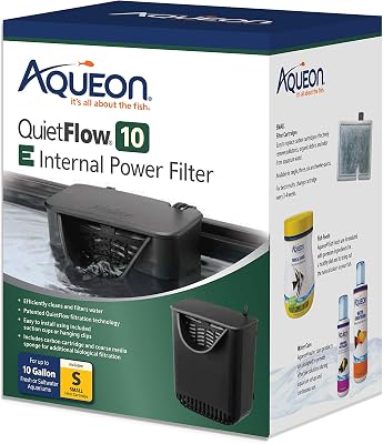 Aqueon QuietFlow 10 E Internal Aquarium Fish Tank Power Filter, Small, For Up To 10 Gallon Fish Tanks