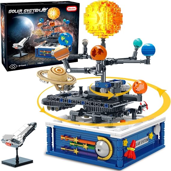 Sitodier Solar System Building Toy with Light, 758pcs Space Exploration Building Toys with Rotatable Plants, Educational Science Astronomy STEM Toy Beautiful Gifts for Boys Girls Ages 6+ Years Kids