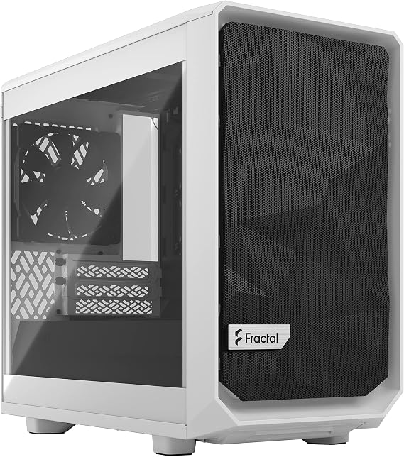 Fractal Design Mini ITX Meshify 2 Nano – High Airflow Gaming Chassis, White TG Clear Tint, Supports GPUs Up to 306mm, Modular Interior