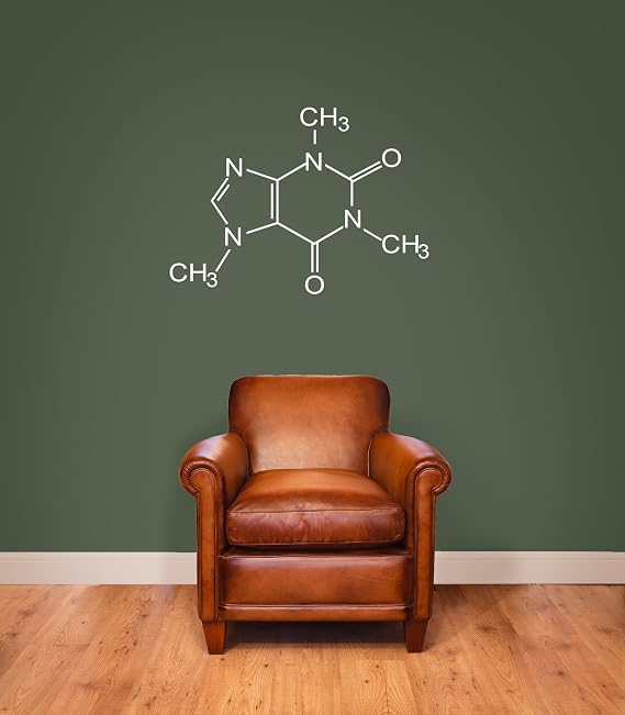 Caffeine Molecule Molecular Model - 36" White Vinyl Wall Decal