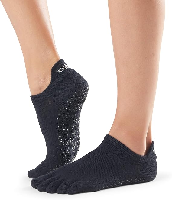 toesox Low Rise Full Toe Grip Socks for Women - Non Slip Ankle Five Toe Barefoot Socks For Barre Yoga Pilates and Ballet