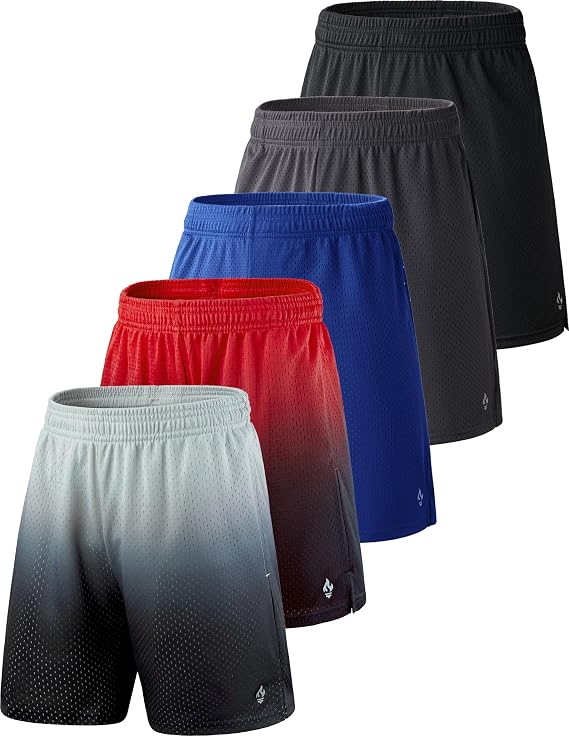 Liberty Pro 5 Pack Youth Boys Athletic Mesh Basketball Shorts