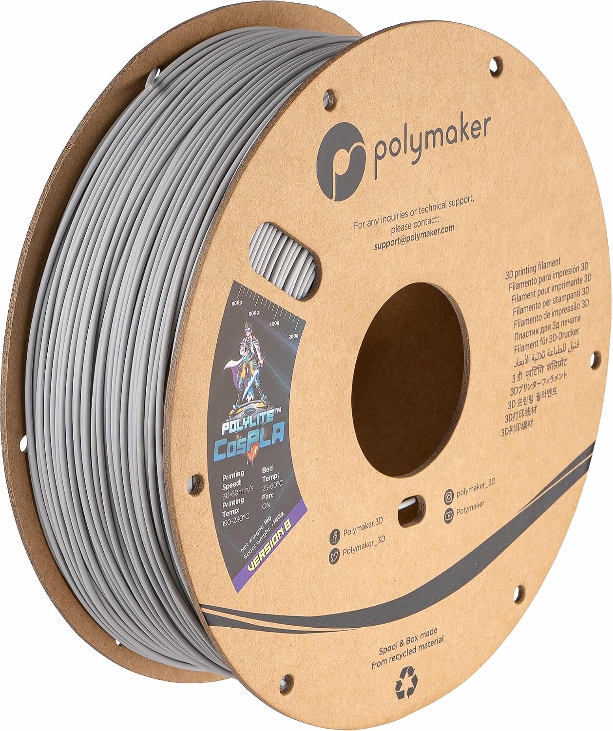 Polymaker Easy Polish & Paint PLA Filament 1.75mm CosPLA Version B - Sand Handling Capacity with Superior Durability PolyLite 3D Printer Filament 1.75mm 1kg 3D Printed PLA Filament Easy Sanding for