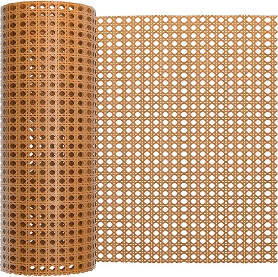 16" x13FT Plastic Rattan Cane Webbing, Woven Open Mesh Cane Net Roll for DIY Caning Furniture Decor Projects: Chair, Cabinet, Ceiling and Door(158x16 in)