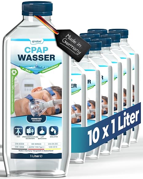 CPAP Wasser I bidest Wasser für Sauerstoffgerät Inhalator Luftbefeuchter Verdampfer Bedampfer Atemgas-Befeuchtung CPAP Geräte (10 Liter)