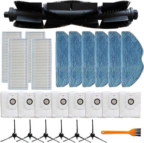 Replacement Parts Kit for EZVIZ Robot Vacuum Parts Set Robot Vacuum Include Main Brush + Filters + Mopwipes + Bags + Side Brushes + Cleaning Brushes(B)(B)