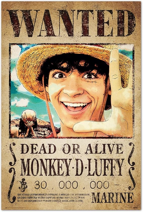 Grupo Erik Poster One Piece Netflix Wanted Monkey D. Luffy - 36 x 24 inches / 91.5 x 61 cm - Shipped Rolled Up - Cool Posters, Art Poster, Wall Posters & Prints