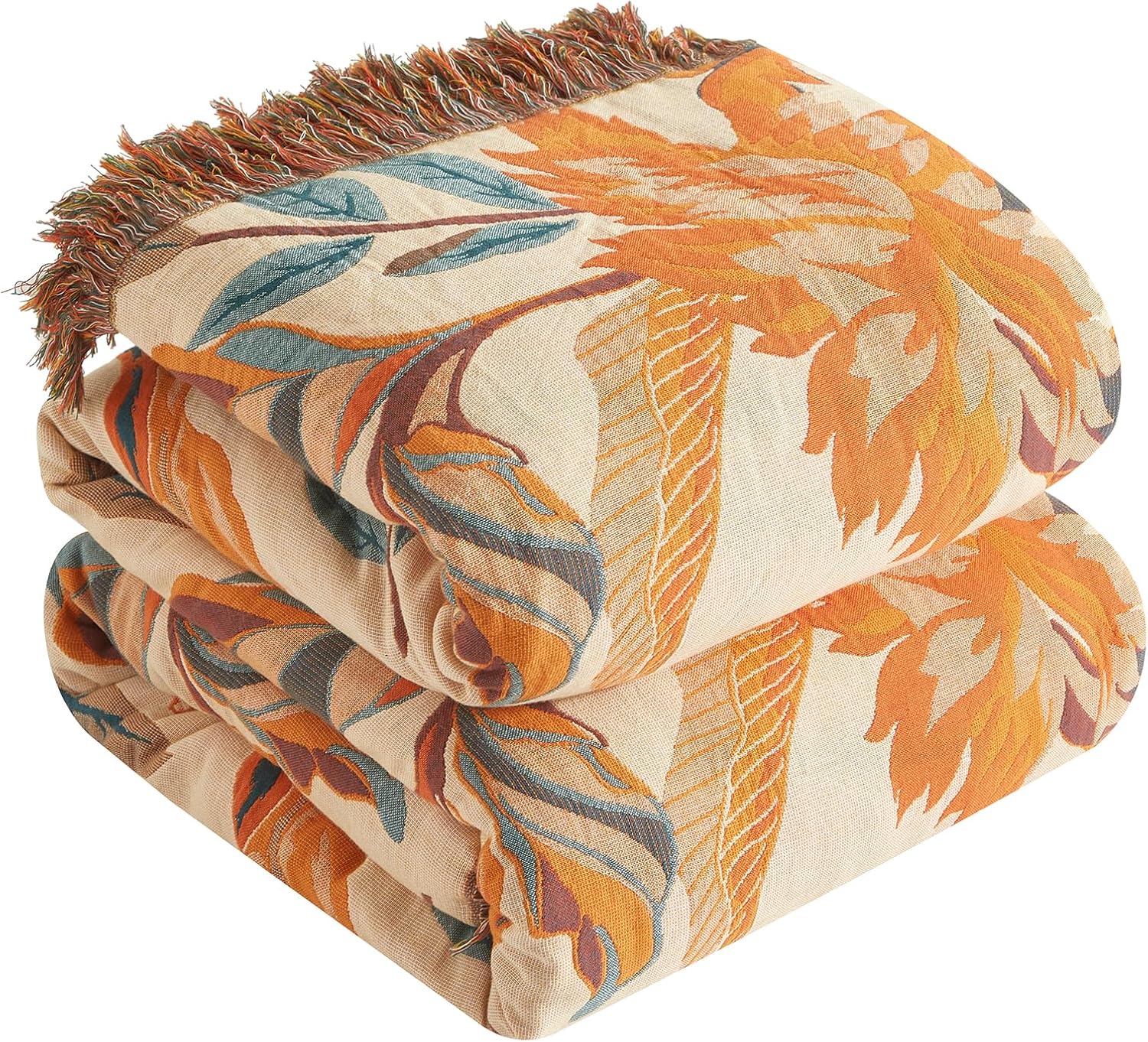 Premium Bohemian throw, 100% Cotton Cuddly Blanket with Fringes, Double-Sided Muslin, Boho Blanket, 150 x 200 cm, Cuddly Sofa Blanket and Bed Throw, Patchwork, Blanket for Room