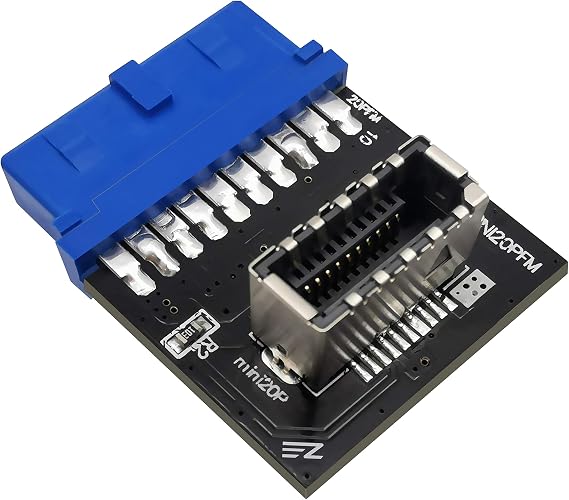 EZDIY-FAB USB 3.0 (3.1 Gen 1) Internal (19-Pin) Header to USB 3.1/3.2 Type-C (20-Pin) A-Key Front Panel Adapter