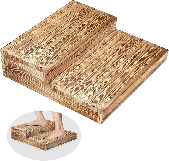 6.0" Height Wooden Moderate 2 Steps Stool for Elderly High Beds, 25.6" W