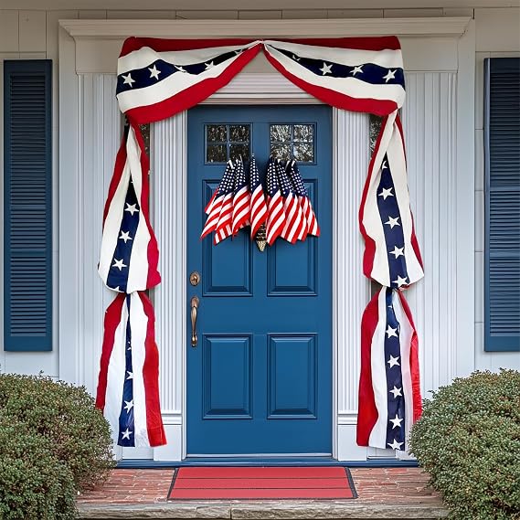 4th of July Decorations American Banner with Stars, Red White Blue | 250th Anniversary, 19.7 x 236 Inches, 1PCS, Garland