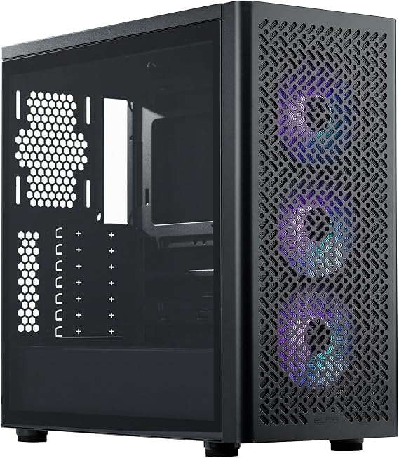 Cooler Master Elite 502 ATX High Airflow Minimalist PC Case, 410mm GPU Max, Compatible RTX 5090|RX 7090 XT, 360mm AIO Max, Type C, Tempered Glass, Triple 120mm aRGB Fan, Intakes Grill