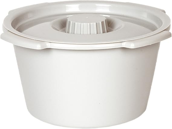 PCP Half Pail for Commode Chair with Lid, Gray, 6 Quart with 1.5 Gallon Capacity