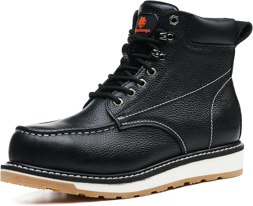 Men's Retro Work Boots with Logo Embossing, Sturdy Thick Sole Casual Ankle Boots for Daily and Outdoor Use