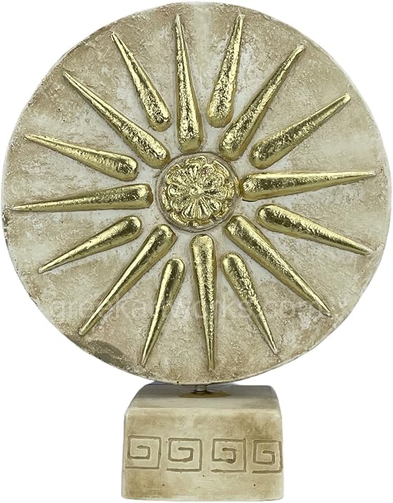 Vergina Sun Macedonian Star & Alexander The Great Coin Bust Cast Stone Decor