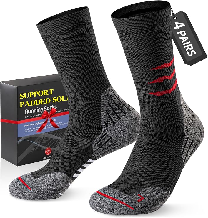 Crew Compression Socks for Men Women - Mild Support, Wicking Cushioned Compression Running Socks for Sport Basketball