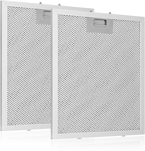 2 Pack 5-Layer Aluminium Cooker Hood Filter, 320x260mm, Metal Grease Filter Aluminum Mesh Hood Vent Filter Replacement Compatible with Many Leading Range Hoods