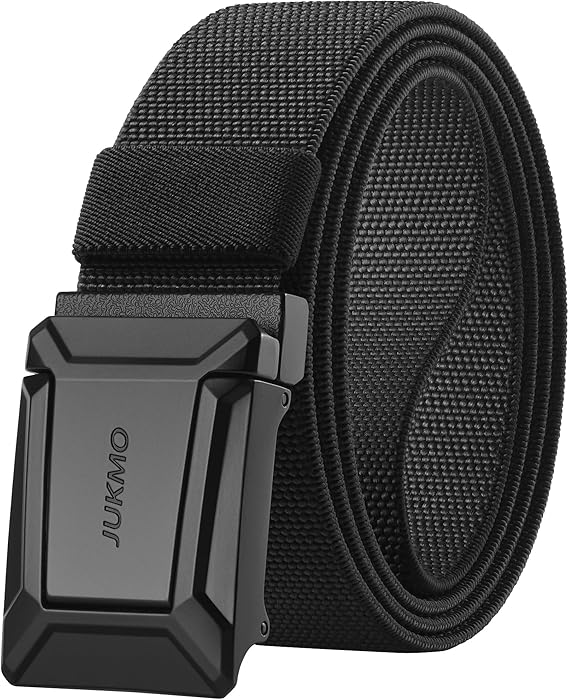 JUKMO Stretch Tactical Belt for Men, Military Work Rigger Hiking 1.5" Elastic Nylon Web Ratchet Quick Release Belt in Gift Box