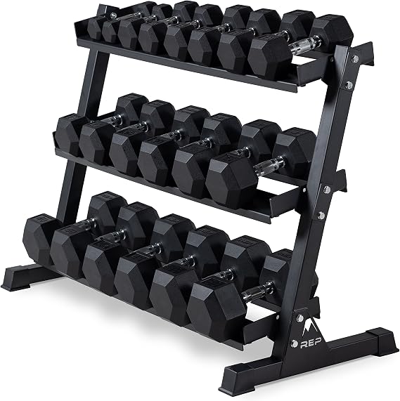 Partial Knurl 5-50 Dumbbell Set and 1 Dumbbell Rack