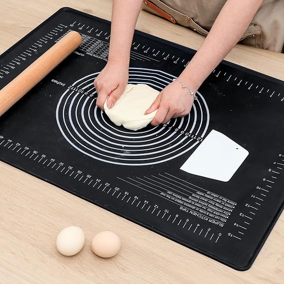 Super Kitchen Silicone Pastry Mat with Raised Edge for Dough Rolling Baking