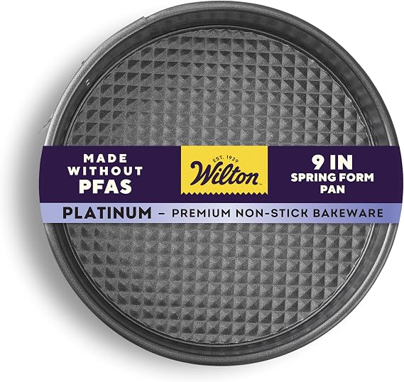 Wilton Platinum Non-Stick Springform Pan, Made Without PFAS, 9 in | DURALAST Silicone Infused Double Coating, 5X More Durable with Anti-Warping Technology, Perfect for Cheesecakes & Tarts