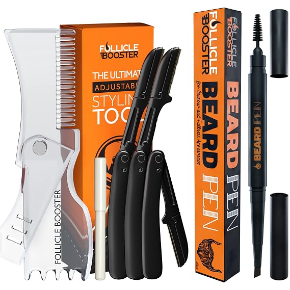 Beard Pencil Filler - DARK BROWN - and Complete Beard Shaper Kit
