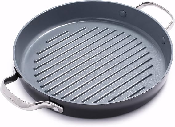 GreenPan Valencia Pro 11" Ceramic Nonstick Grill Pan, Hard Anodized