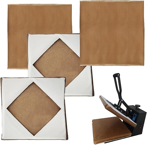 4 Pcs Reusable Teflon Heat Press Platen Wrap Cover 15x15 Inch for Heat Press Machine - Protector for Sublimation - Heat Resistant, Ink Resistant
