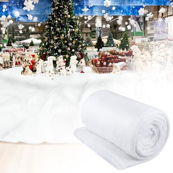 Tondiamo 5 x15 ft 1 Pack Large Snow Blanket Roll for Christmas Decor | Artificial Fake Snow, Snow Blanket for Christmas Village, White Winter Mat Decor, for Xmas Store Display Photo Prop Decor