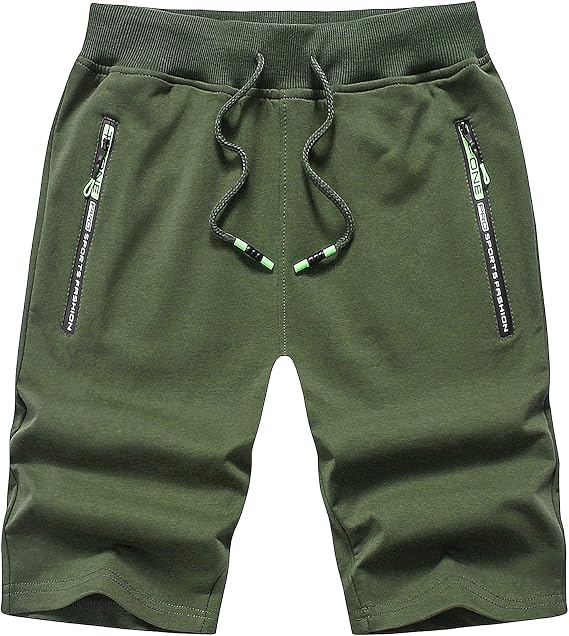 CREATMO US Men's Shorts Zipper Pocket Elastic Waist Stretch Summer Casual Beach