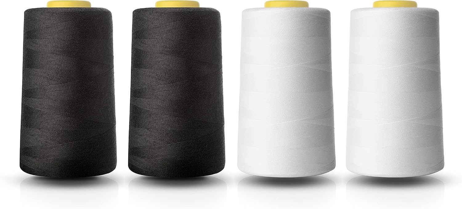 Realm Overlocking Sewing Machine Polyester Thread x Four 5000 Yards Cones White Black Natural Navy Red Grey 2 Black 2 White