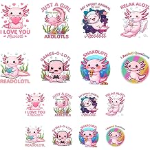 ANATTASOUL 16 Sheets Iron on Transfers for T-Shirts Cute Salamander DTF Transfers Ready to Press, Washable Vinyl Heat Press Iron on Patches for Women Clothing Hat Bag Pillow DIY Crafts Gifts