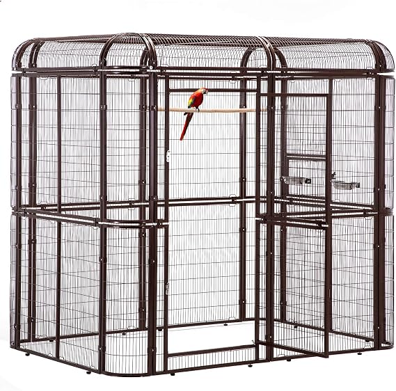 Large Walk-in Cages Heavy Duty Bird Cage Outdoor Aviary Parrot Macaw Conure Lovebird Pet House Finch Parakeet Cockatiel Macare Birdcages Brown