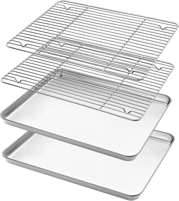Baking Sheet with Cooling Rack, HKJ Chef 2 Baking Sheets + 2 Baking Racks