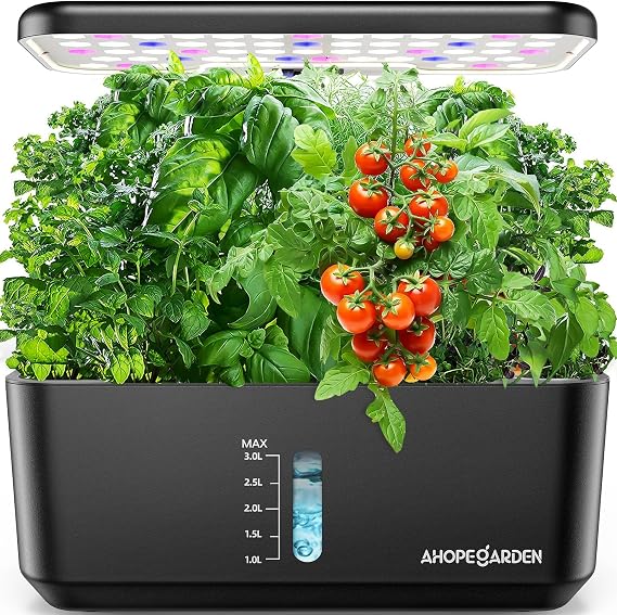 Ahopegarden Indoor Garden Hydroponics Growing System: 10 Pods Kit with LED