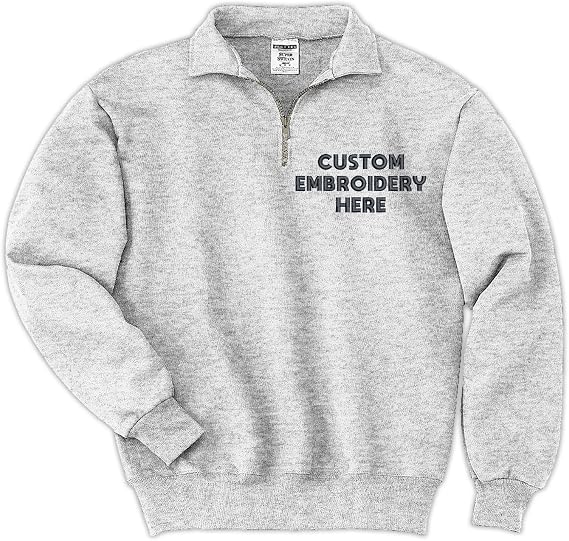 Custom Embroidered Quarter Zip, Personalized 1/4-Zip, Monogram Sweatshirt, Customized Business Logo, Custom Pullover