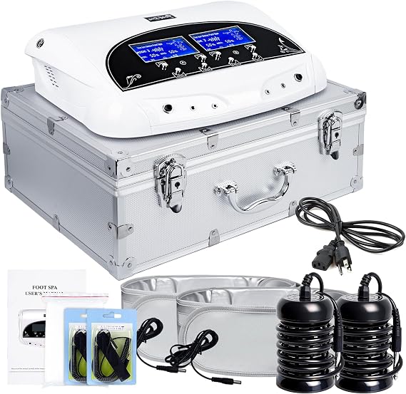 LeCuag Dual Ionic Foot Bath Detox Machine, Negative Ion Foot Spa Cleanse with 2 Arrays & 2 FIR Belts, Home Use Body Detox Foot Spa