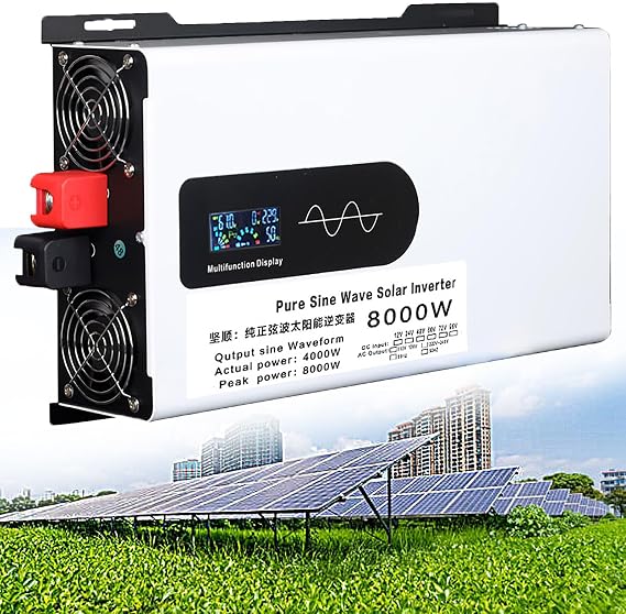 5000W 6000W 8000W Pure Sine Wave Power Inverter - DC 12V/24V/48V/60V/72V to 110V 220V AC Converter, Fast Car Charger Adapter, Car Plug Adapter Outlet for Laptop,8000W-48Vto110V