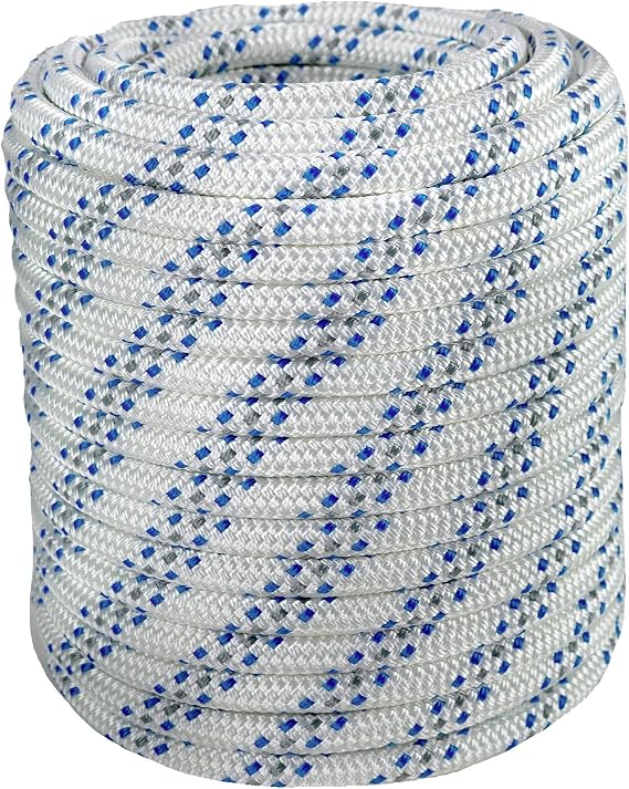 Double Braid Polyester Arborist Bull Rope | Made in USA | Rigging Hoisting Line | High Strength Tree Rope | 1/2 inch x 120 feet, no Eye Splice