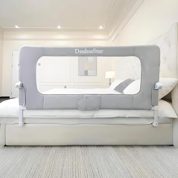 Bed Rail for Toddlers,Foldable Baby Bed Rail-47/120cm Height Adjustable Safety Guard for Kids, Universal Fit Twin/Full/King/Queen Beds.