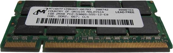 1GB DDR2 667MHZ Notebook Computer Memory - Micron MT16HTF12864HY-6678B3