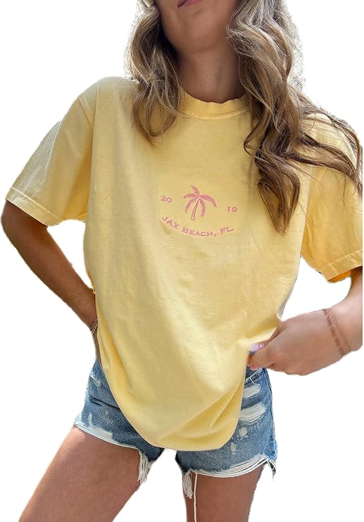 Palm Tree Oversized Graphic Tees Summer Vintage Coconut Print Tshirts Baggy Beach Hawaiian T Shirts Tops for Women Teen Girls