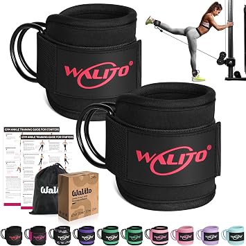WALITO Resistance Bands and Gym Ankle Straps for Legs and Butt, Gym Cable Machine Accessories for Women Glute Leg Extensions, Hip Abductors & Lower Body Exercises